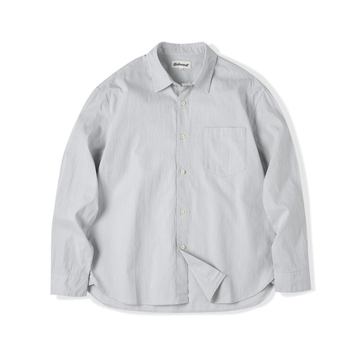 NATIVEWELL自然皱感长绒棉长袖衬衫色织手感干爽硬挺微宽松细格纹