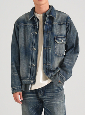 NATIVEWELL手工打磨水洗靛蓝牛仔夹克type1略宽松版型窄幅赤耳