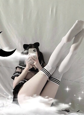 天鹅绒过膝袜子女夏季薄款高筒黑丝女学生jk长筒瘦腿日系制服黑色