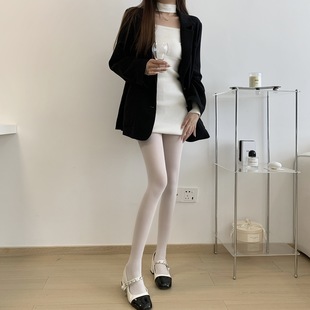 80D天鹅绒柔软高弹哑光打底袜白色舞蹈袜裸感肤色春秋打底袜秋裤