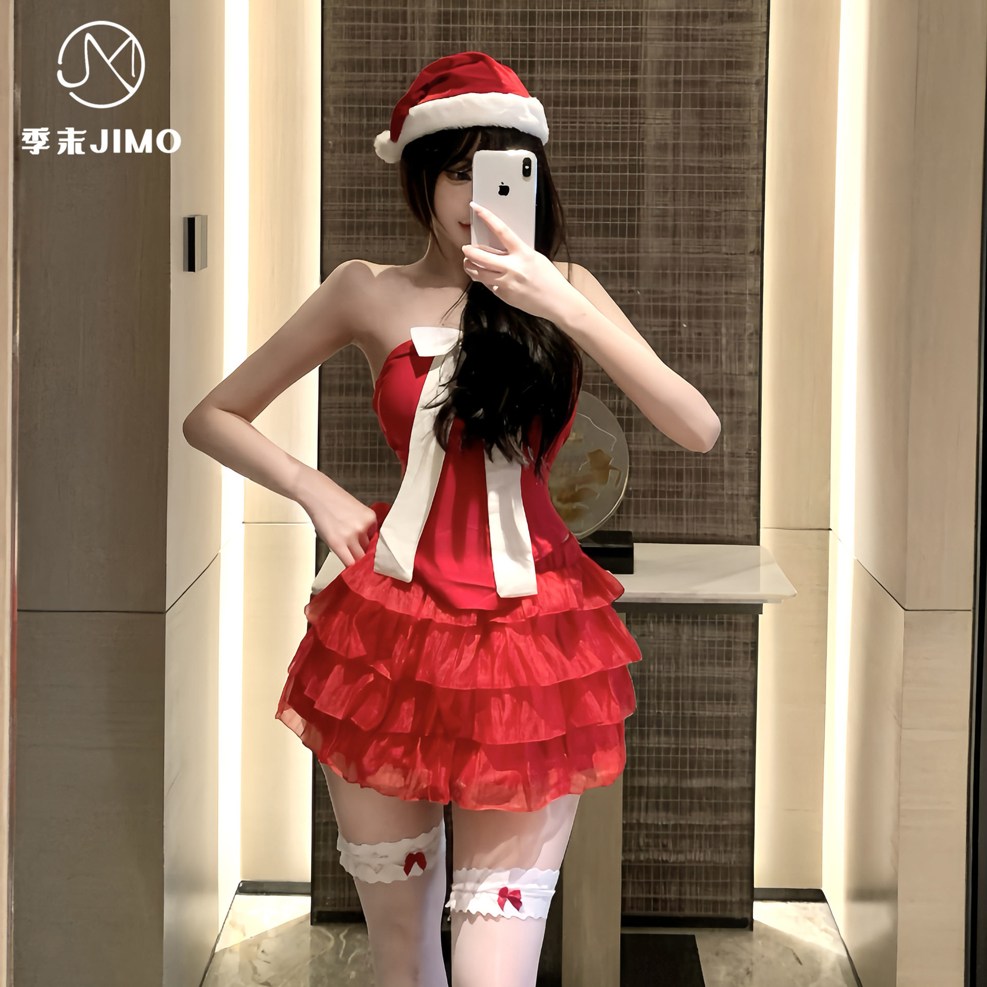 红色抹胸圣诞裙辣妹芭蕾蛋糕裙