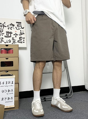 Mmel美式短裤男潮牌复古2025夏季薄款宽松直筒cleanfit休闲五分裤