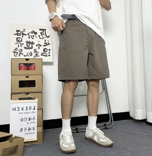 Mmel美式短裤男潮牌复古2025夏季薄款宽松直筒cleanfit休闲五分裤