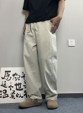 Mmel 美式弯刀裤男女 2025春秋新款潮牌工装裤日系纯棉阔腿休闲裤
