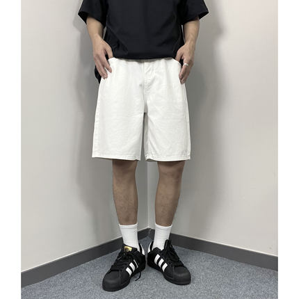 Mmel白色短裤男夏季薄款美式2025新款宽松直筒潮牌纯棉休闲五分裤