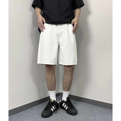 Mmel白色短裤男夏季薄款美式2025新款宽松直筒潮牌纯棉休闲五分裤