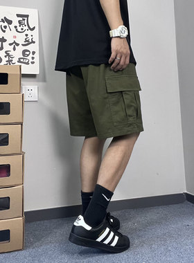 Mmel夏季工装短裤男新款日系复古宽松直筒潮流百搭纯棉休闲五分裤