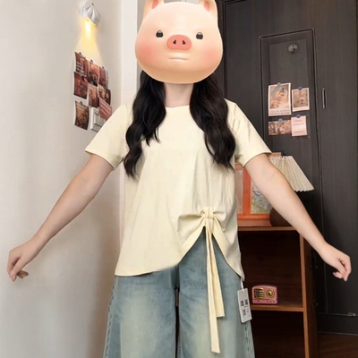大码设计感小众正肩短袖T