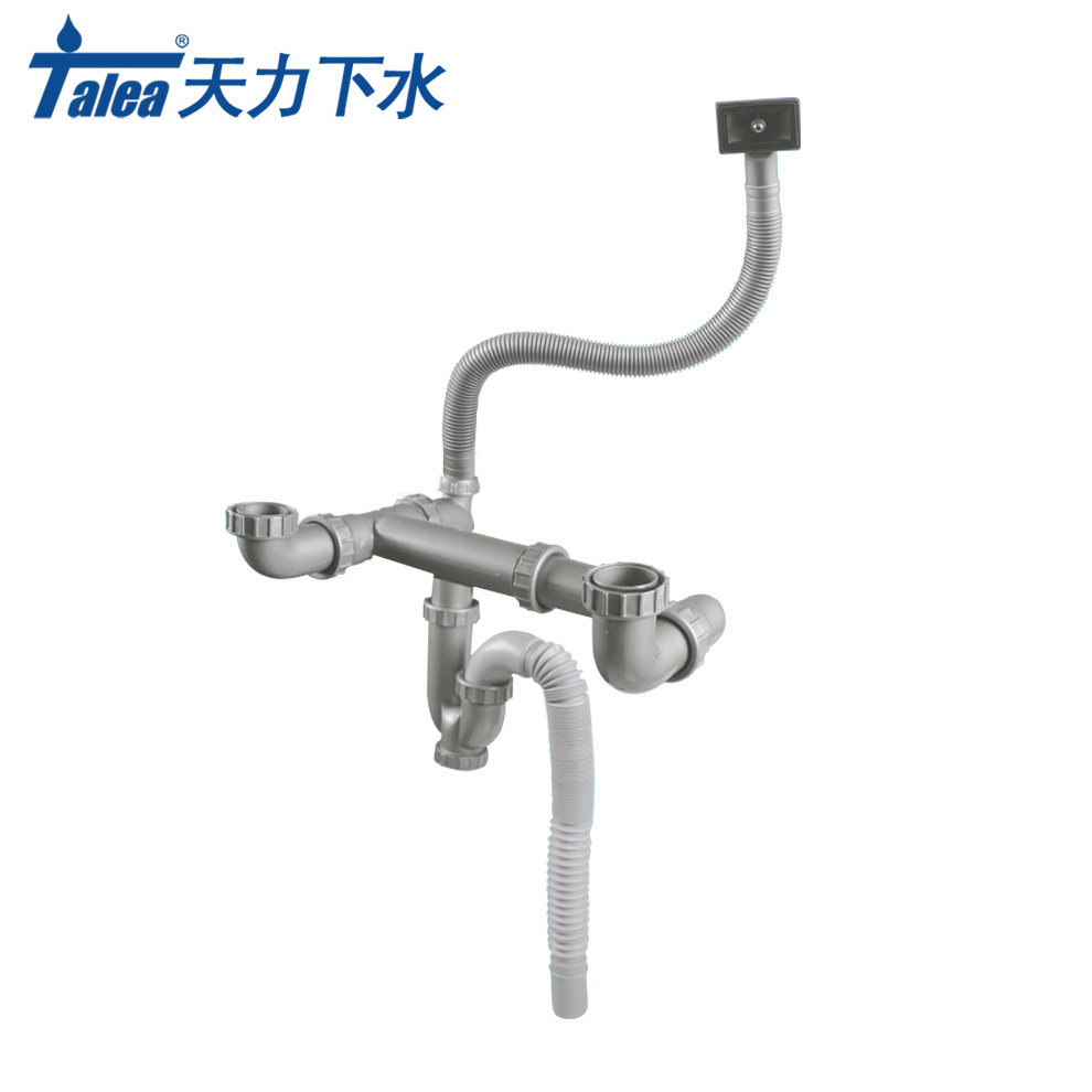 双槽后置排水管厨房水槽