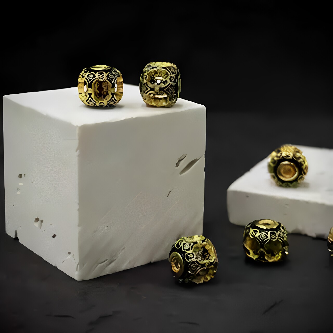 【金屿银】足金999金骨幽杵金包银实心配饰手串隔珠顶珠星月蜜蜡