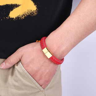 兔年红绳手链小众设计转运珠红色皮质编织手绳男女情侣高级感礼物