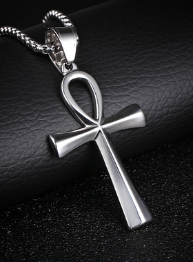 钛钢神秘风十字架项链吊坠