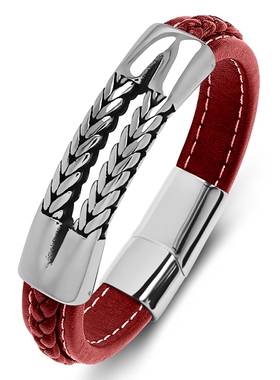 2026马年麦穗纹皮绳手链男女岁岁平安手工编织手绳本命年转运红绳