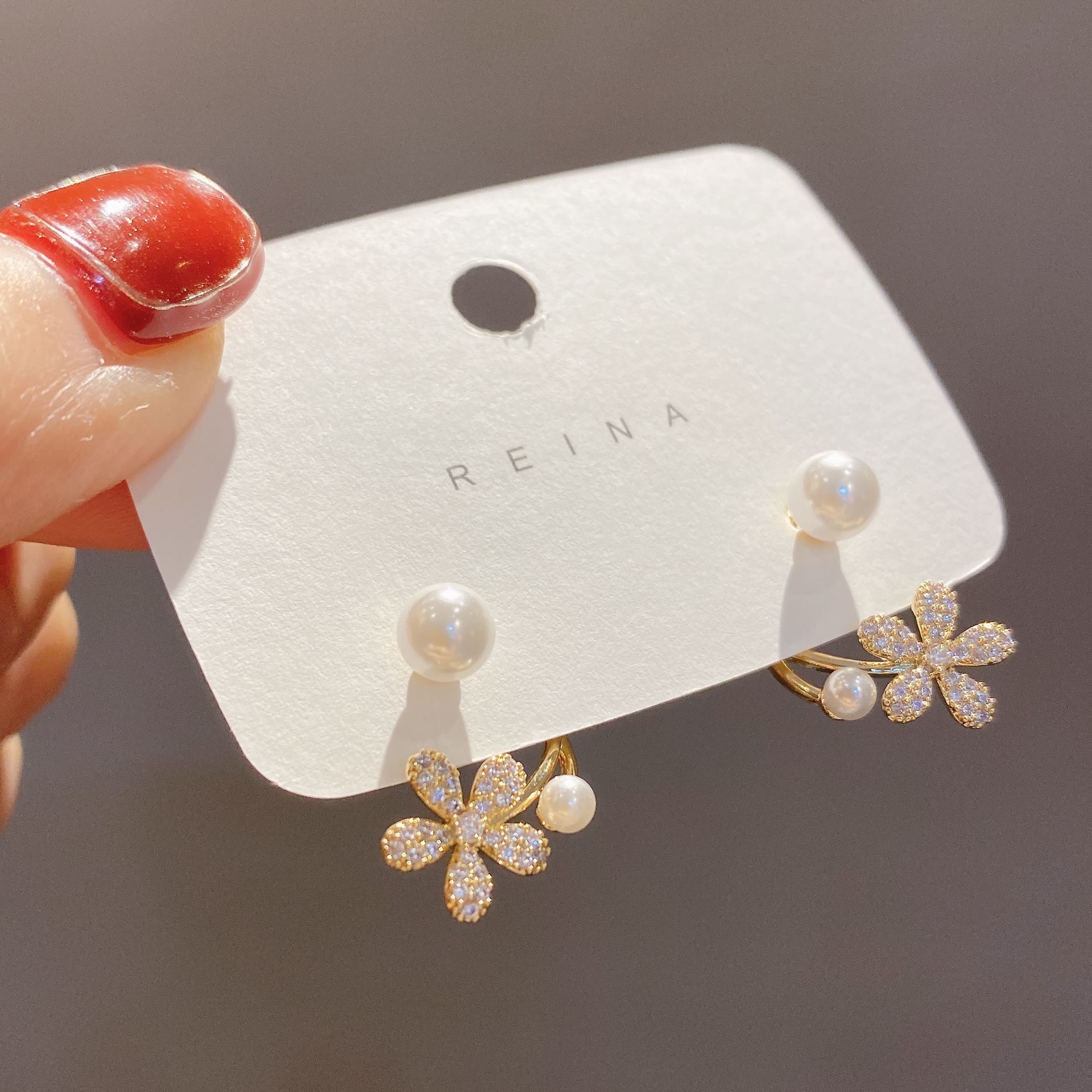 Floral Pearl Earring Ear Studs 韩国小众优雅珍珠花朵耳环耳钉