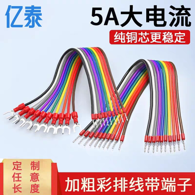 纯铜0.5平方10P杜邦线U型管型端子排线单片机PLC控制0.75二次电源