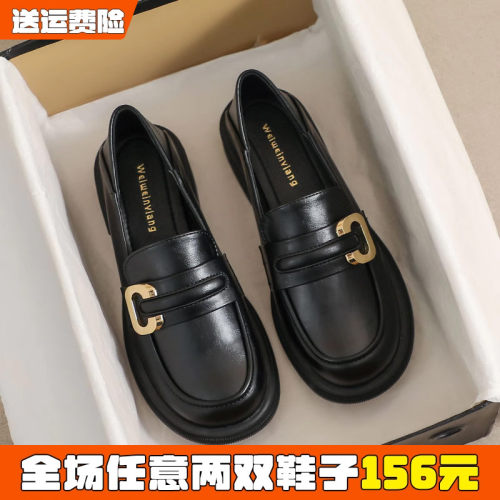 英伦风小皮鞋圆头乐福鞋