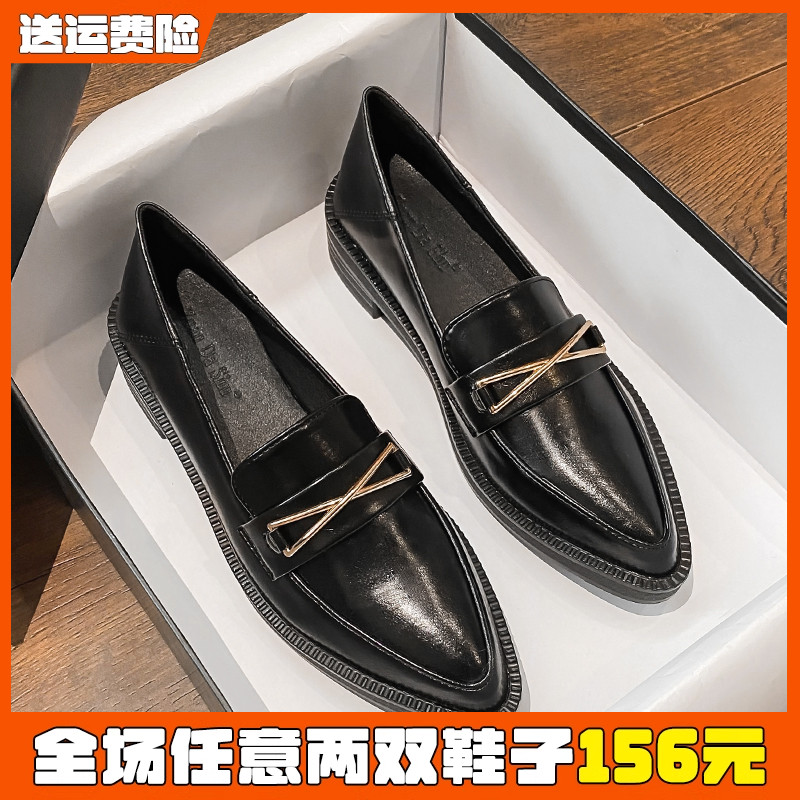 英伦小皮鞋法式尖头乐福鞋