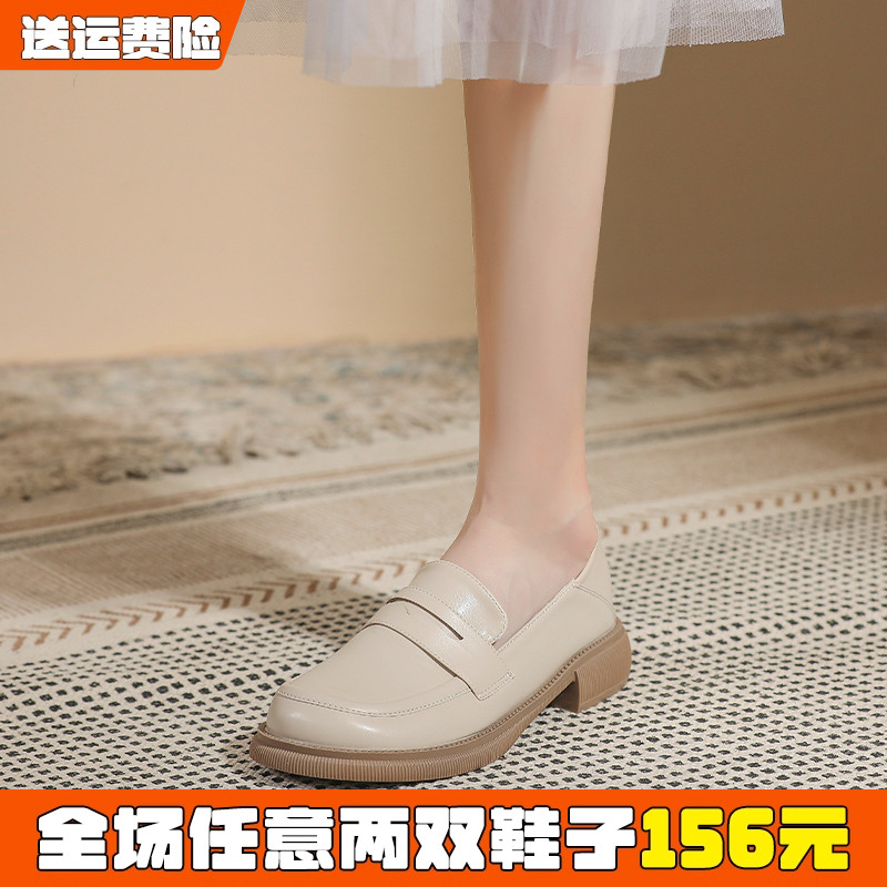 小皮鞋女英伦复古平底单鞋