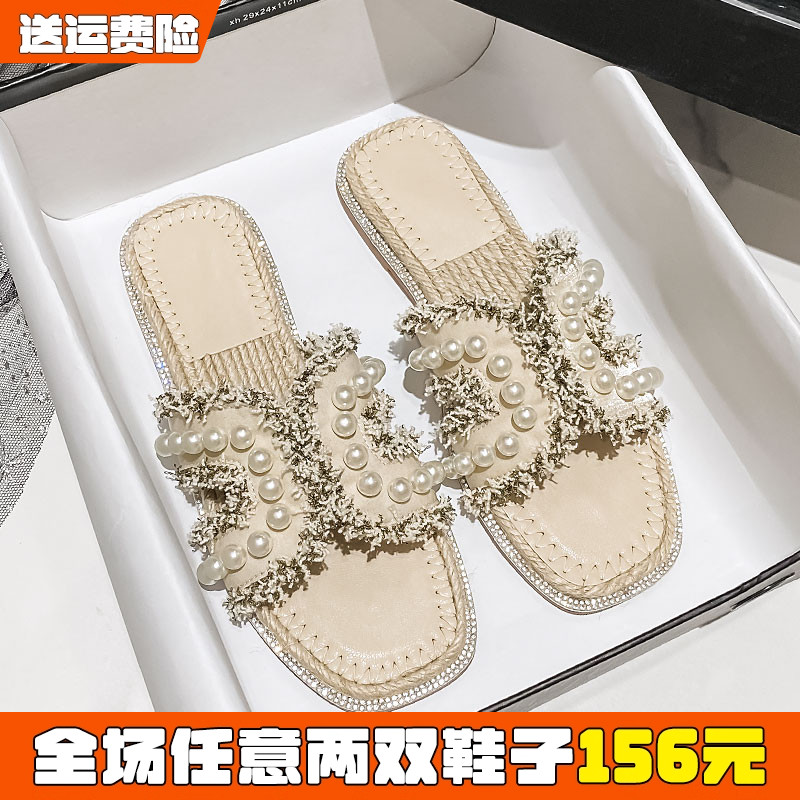 新款平底仙女风凉拖外出拖鞋