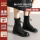 甜酷平底短靴英伦大码 黑色马丁靴女冬季 加绒2025年新款 女靴41到43