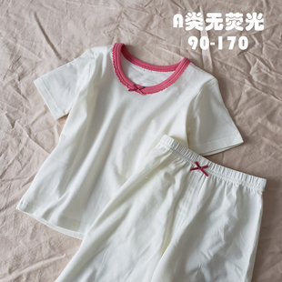 90-170码女童短袖短裤家居服睡衣套装A类无荧光全棉中大童