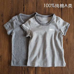 男童短袖纯棉A类无荧光宝宝婴幼儿中大童透气吸汗半袖家居服睡衣