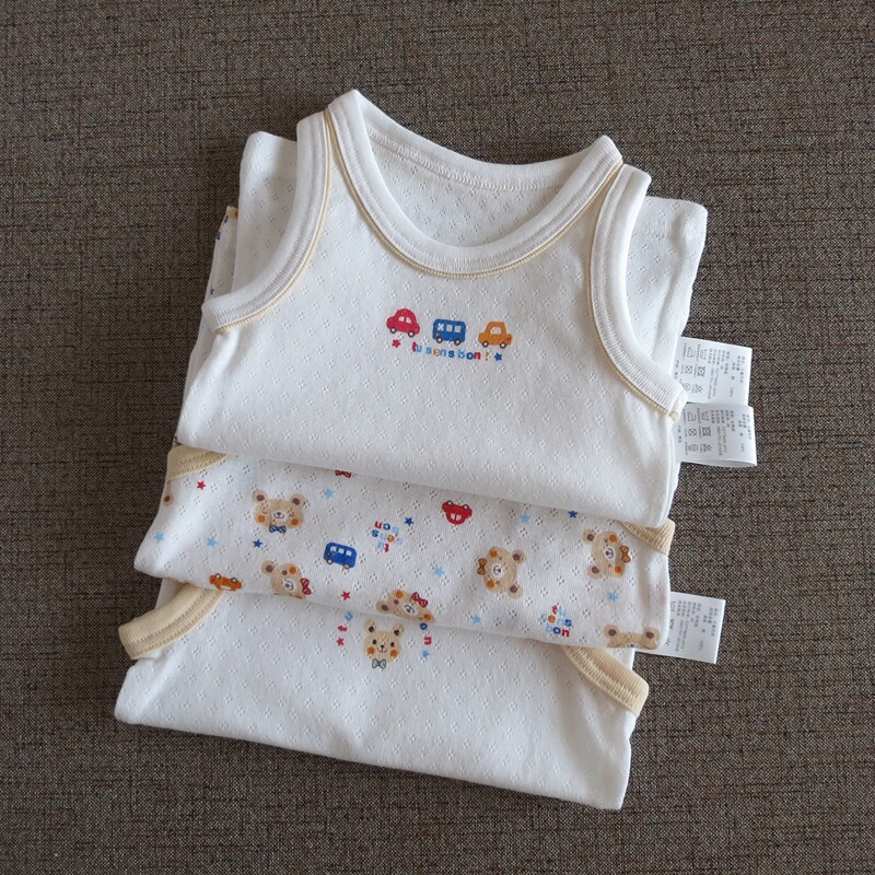 3件儿童纯棉男中荧光薄款背心