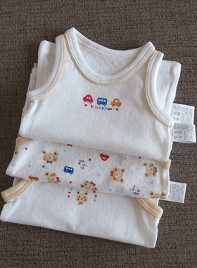 3件价儿童纯棉针织背心男童中小童A类无荧光网眼家居短袖薄款夏季