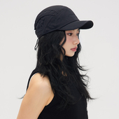 日系抽绳速干鸭舌帽男女夏季 户外出游遮阳防晒大头围棒球帽子 薄款