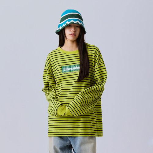 【官方直营】Liberaiders GARMENT DYED印花条纹OG长袖T恤26FW