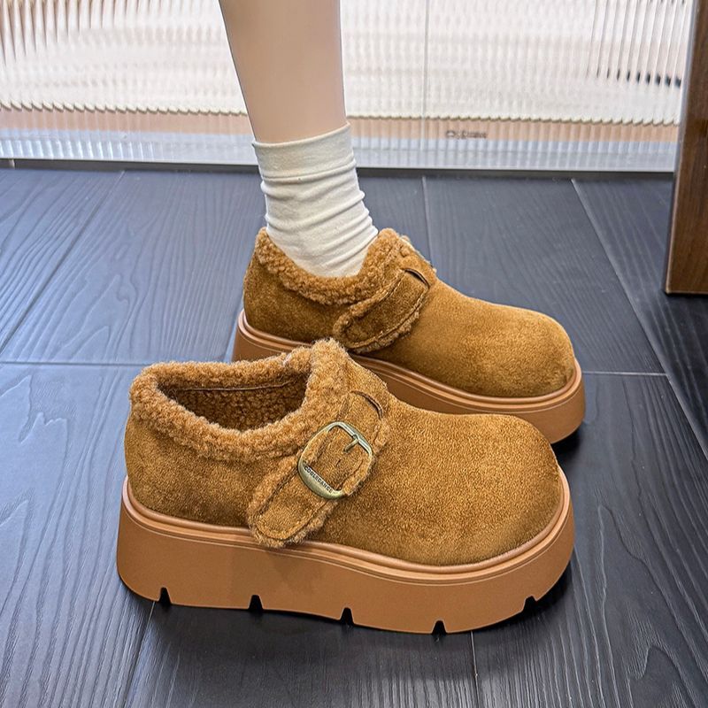 厚底增高加绒勃肯鞋女2025秋冬新款加厚雪地靴外穿乐福鞋保暖棉鞋