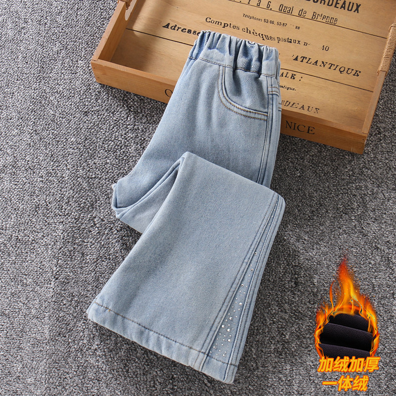 牛仔裤女童裤子秋冬外穿2025年超好看中大童潮洋气加绒软微喇叭裤,童装/婴儿装/亲子装,儿童牛仔裤,淘宝优惠券,粉丝福利购,淘宝优惠卷