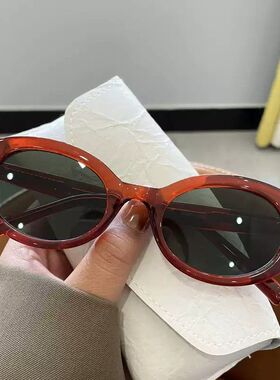 个性小框太阳镜女拽姐新款椭圆框时尚嘻哈红色墨镜潮女眼镜欧美