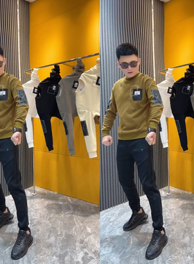 2025年秋冬季节新款男士时尚潮流青少年百搭休闲加绒卫衣男潮韩版