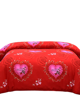 大红色全棉磨毛结婚被套单件纯棉100婚庆被罩双人200x230cm百子图