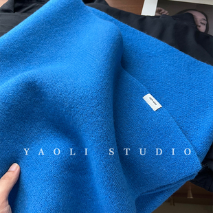 YAOLI克莱因蓝～澳洲100%羊毛大版针织围巾女秋冬保暖护颈围脖男