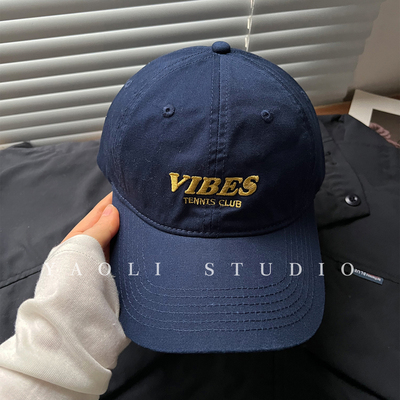 YAOLI美式复古VIBES刺绣棒球帽子女韩系遮阳大头围显脸小鸭舌帽男