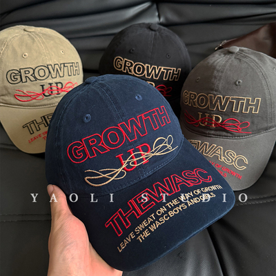 YAOLI美式刺绣UP显脸小棒球帽子女春夏户外遮阳防晒软顶鸭舌帽韩