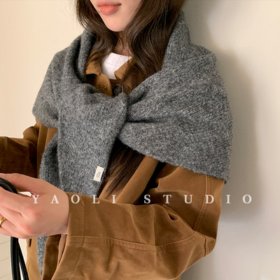 YAOLI韩系软糯纯色大披肩三角巾形围脖女秋冬保暖防寒披肩围巾潮