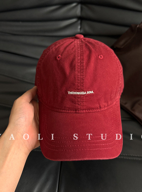 YAOLI美式复古soul刺绣显白棒球帽子女户外遮阳大头围水洗鸭舌帽