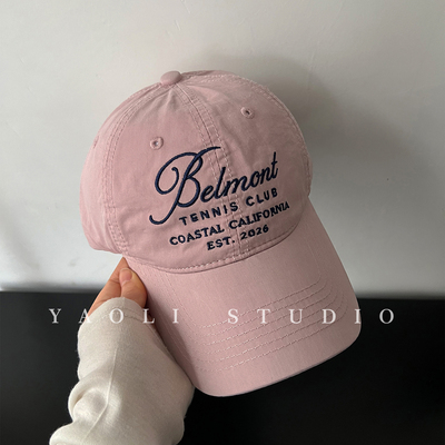 YAOLI美式复古Bel刺绣棒球帽子女韩系户外遮阳显脸小软顶鸭舌帽男