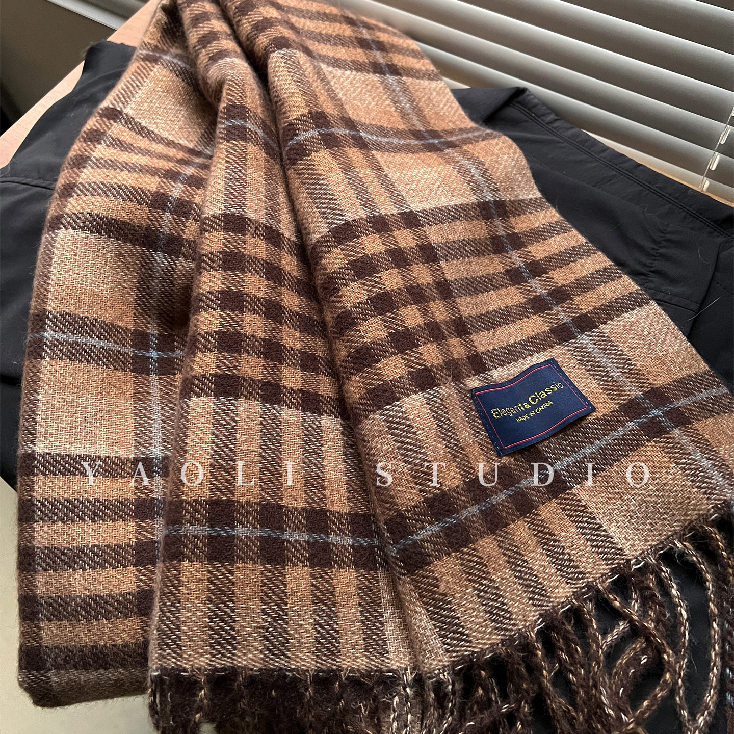 YAOLI肉桂棕～英伦苏格兰纹仿羊绒双面围巾女秋冬保暖护颈围脖男,服饰配件/皮带/帽子/围巾,围巾/丝巾/披肩,淘宝优惠券,粉丝福利购,淘宝优惠卷