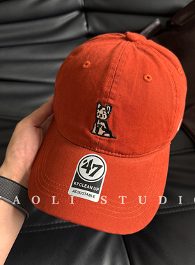 YAOLI美式复古小狗刺绣棒球帽子女户外遮阳大头围显脸小鸭舌帽男