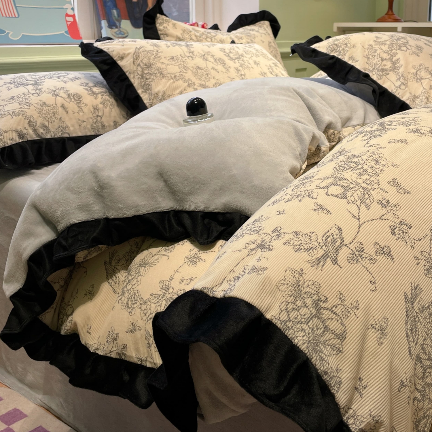 法式保暖A类加厚灯芯绒四件套加厚双面绒被套冬季牛奶绒床上用品4