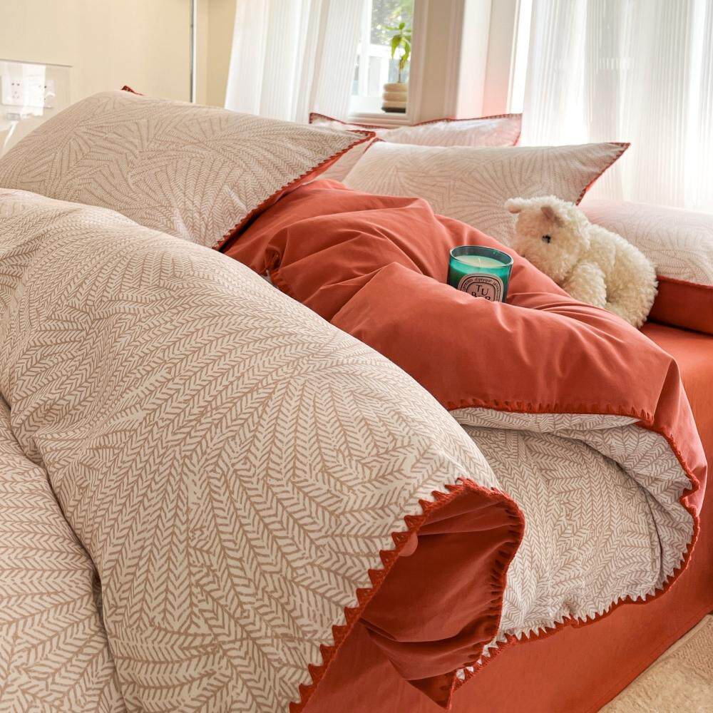 原生态母婴级A类全棉四件套亲肤活性印花被套纯棉床笠款床上用品4