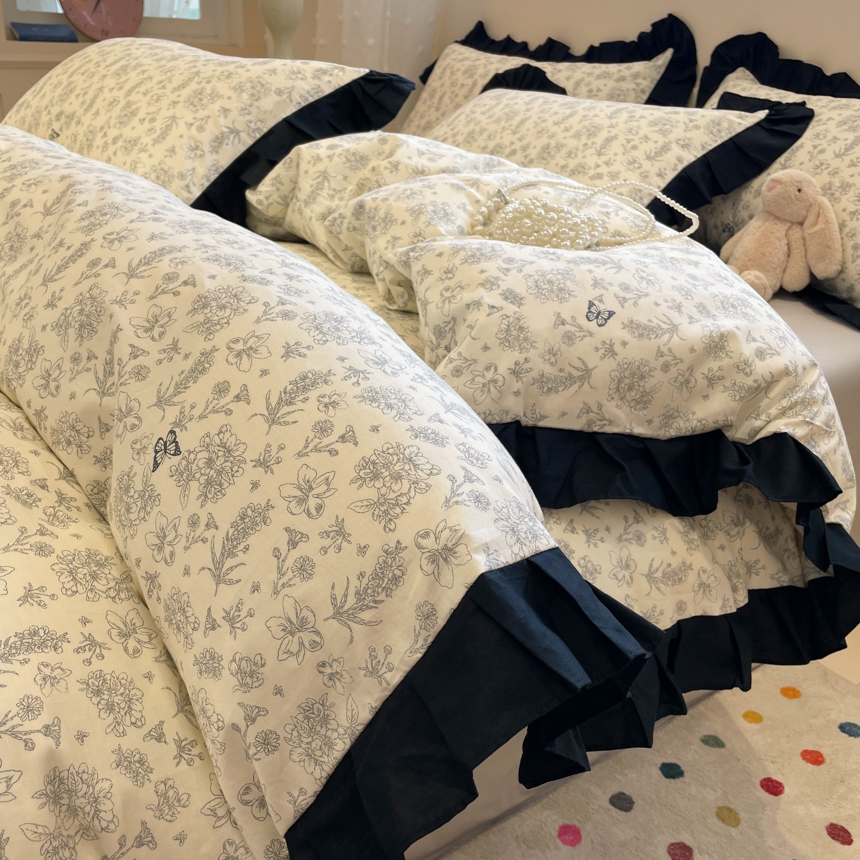 法式复古风A类母婴全棉四件套活性印花被套纯棉床单床笠床上用品4,床上用品,床品套件/四件套/多件套,淘宝优惠券,粉丝福利购,淘宝优惠卷