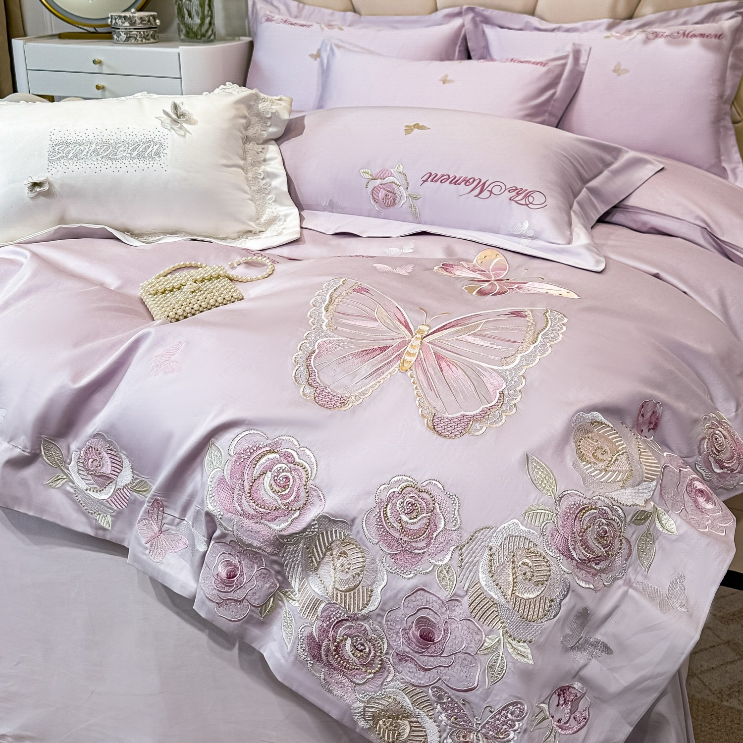 轻奢浪漫A类母婴长绒棉四件套裸睡全棉刺绣被套纯棉床笠床上用品4,床上用品,床品套件/四件套/多件套,淘宝优惠券,粉丝福利购,淘宝优惠卷