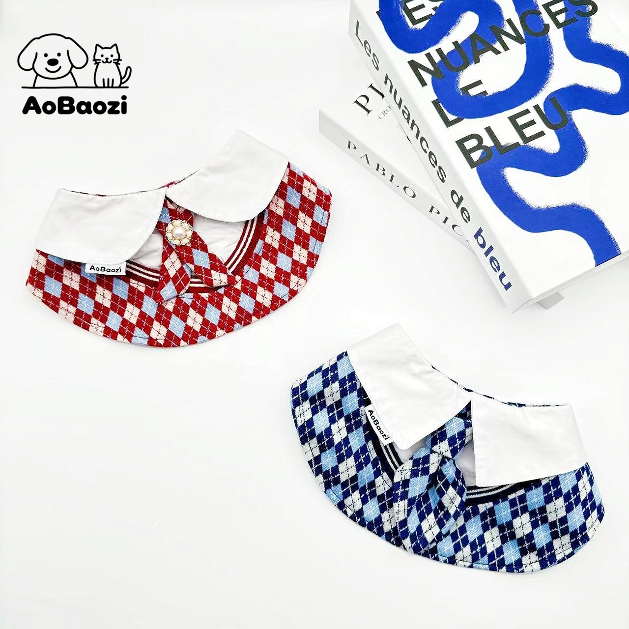 AoBaozi猫咪狗狗宠物口水巾菱形格毛衣领带学院风围兜围巾口水巾,宠物/宠物食品及用品,围巾/口水巾,淘宝优惠券,粉丝福利购,淘宝优惠卷