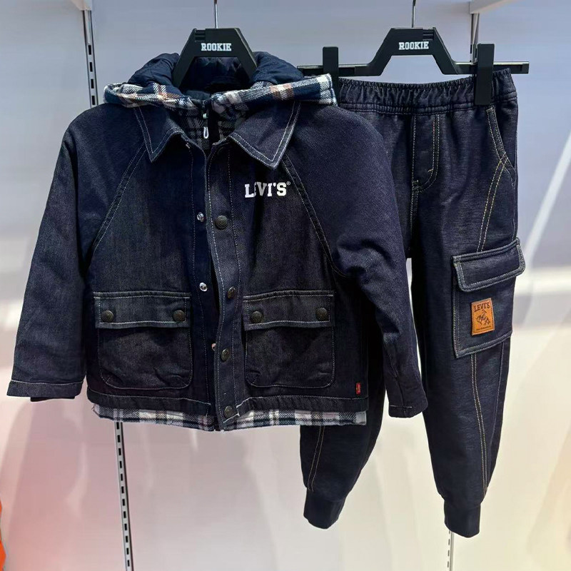 Levis李维斯25年秋冬季男女儿童时尚假两件牛仔夹棉外套LV2542076,童装/婴儿装/亲子装,儿童牛仔外套,淘宝优惠券,粉丝福利购,淘宝优惠卷
