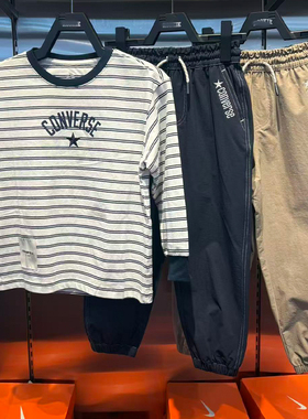 CONVERSE匡威26年春高端款儿童全棉时尚条纹圆领长袖T恤CV2612318